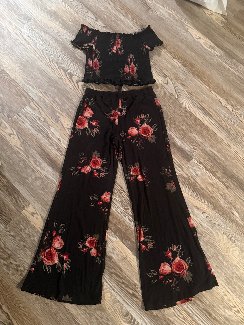 Hot Kiss Black Floral Two-Piece Set